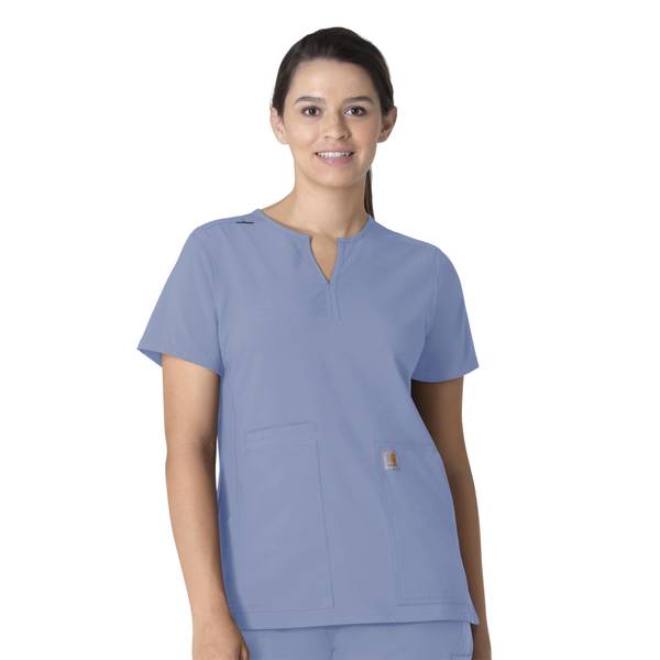 Carhartt Women's Essentials Notch Neck Tunic Scrub Top | Ceil Blue | Xs