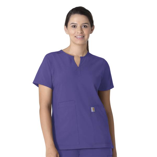 Carhartt Women's Essentials Notch Neck Tunic Scrub Top | Grape | Small