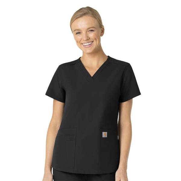 Carhartt Women's Essentials V-Neck Scrub Top | Black | M