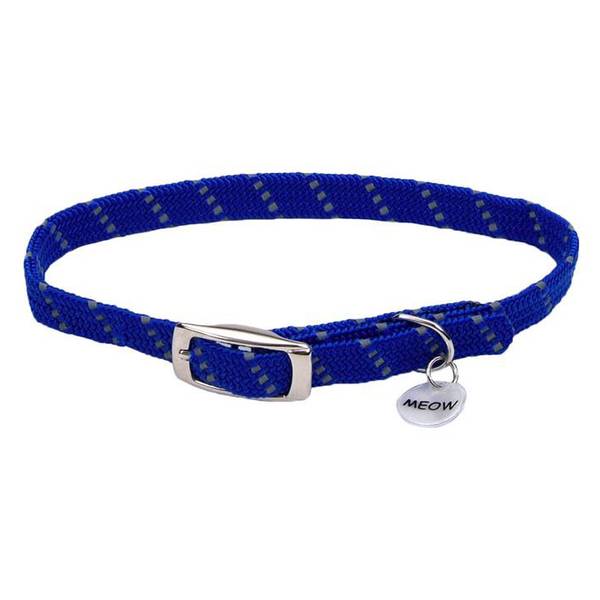 Photo of 3/8" x 10" ElastaCat Reflective Safety Stretch Collar with Reflective Charm, Blue