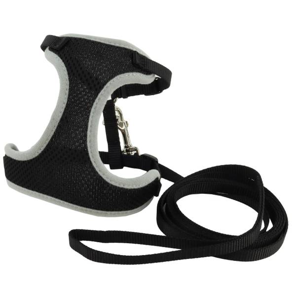 Photo of X-Small Black Comfort Soft Adjustable Cat Harness with 6' Leash