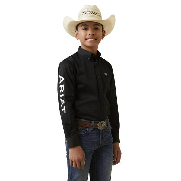 Photo of Boy's Classic Fit Team Logo Long Sleeve Western Shirt