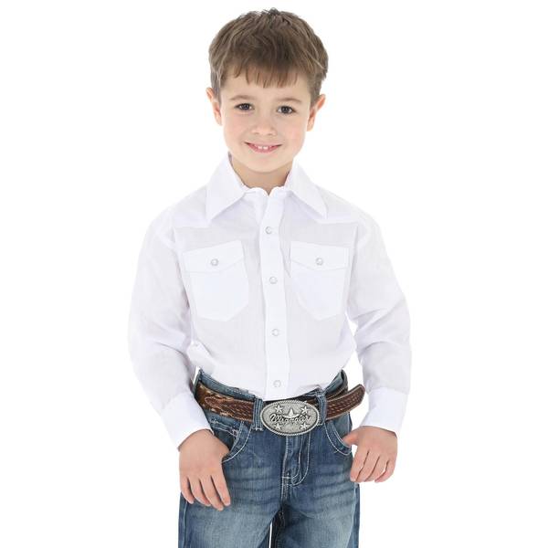 Wrangler Boy's Long Sleeve Snap Shirt - 10204WHSL-LB-XXS | Blain's Farm ...