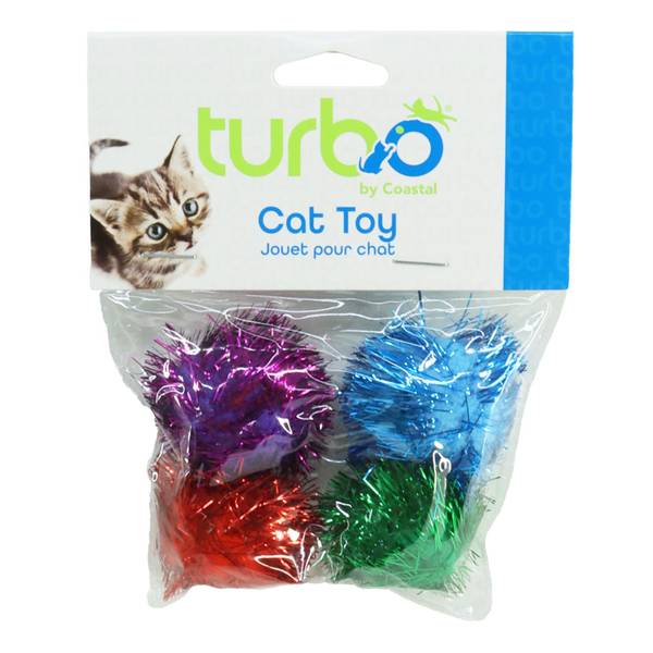 Turbo 4-Pack Glitter Pom Poms Cat Toys - 80041 R NCLCAT | Blain's Farm ...