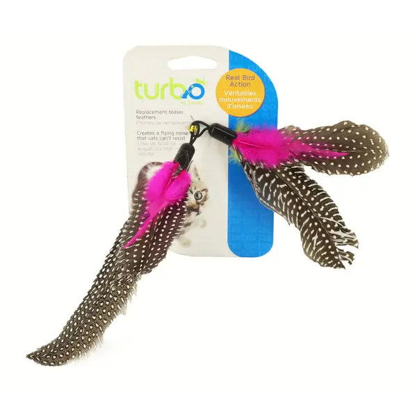Turbo 2-Pack Telescoping Flying Teaser Feather Replacement Cat Toy