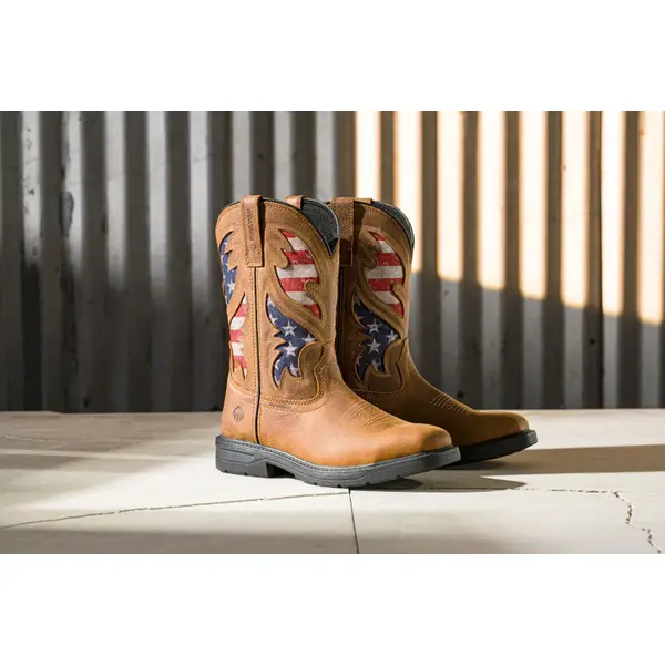 Square toe american flag boots online