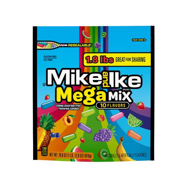 Mike & Ike 28.8 oz Mega Mix Resealable Bag - 727580 | Blain's Farm & Fleet