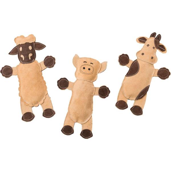 Photo of 11" Dura-Fuse Leather Barnyard Dog Toy Assortment