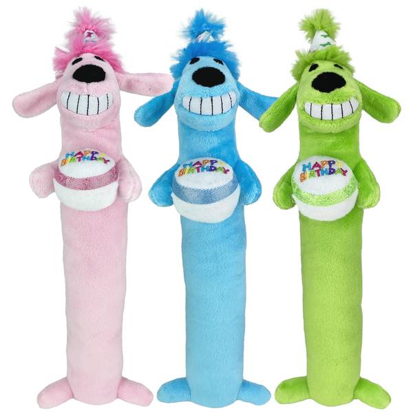 Photo of 12" Happy Birthday Loofa Dog Toy Assortment