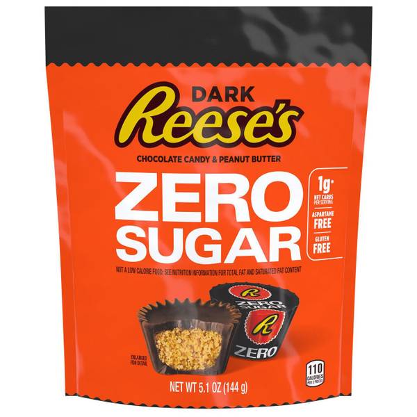 Photo of 5.1 oz Zero Sugar Dark Miniatures Chocolate Peanut Butter Cups Candy Bag