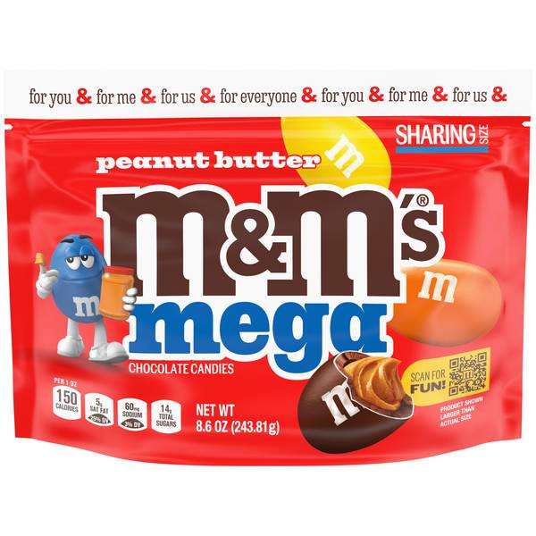 M&Ms 8.6 oz MEGA Peanut Butter Sharing Size Mega Chocolates - 528043 ...