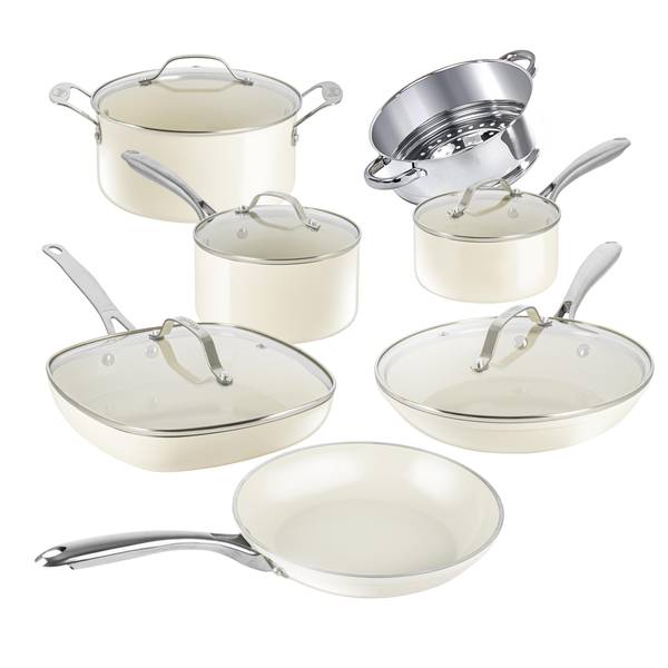 Gotham Steel 12-Piece Steel Ceramic Cream Cookware Set