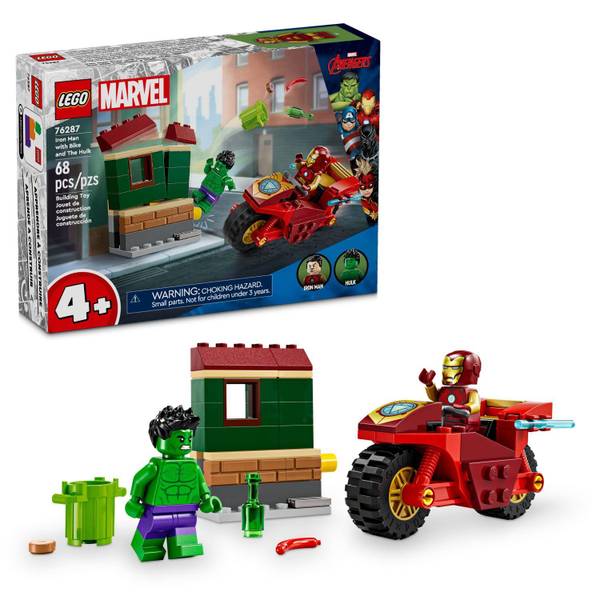 LEGO Marvel Iron Man with Bike and The Hulk Building Toy 76287 ...