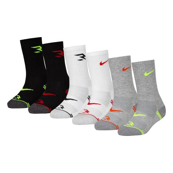 Kids Nike 3BRAND by Russell Wilson 6 Pack Crew Socks Boy s Size 9 11 Brt Yellow