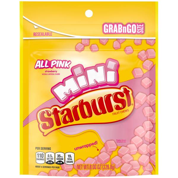 Photo of 8 oz All Pink Minis Fruit Chewy Candy Grab N Go Bag