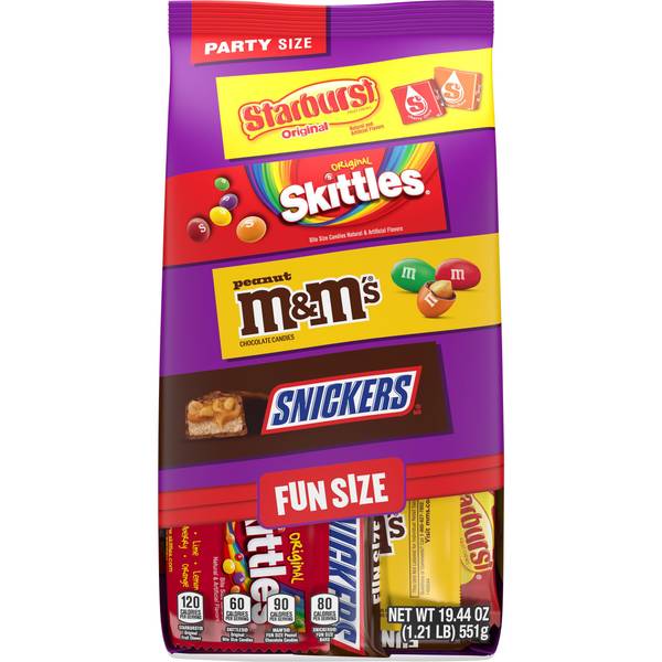 Photo of 19.44 oz M&M's, Snickers, Skittles and Starburst Fun Size Candy Party Size Bag