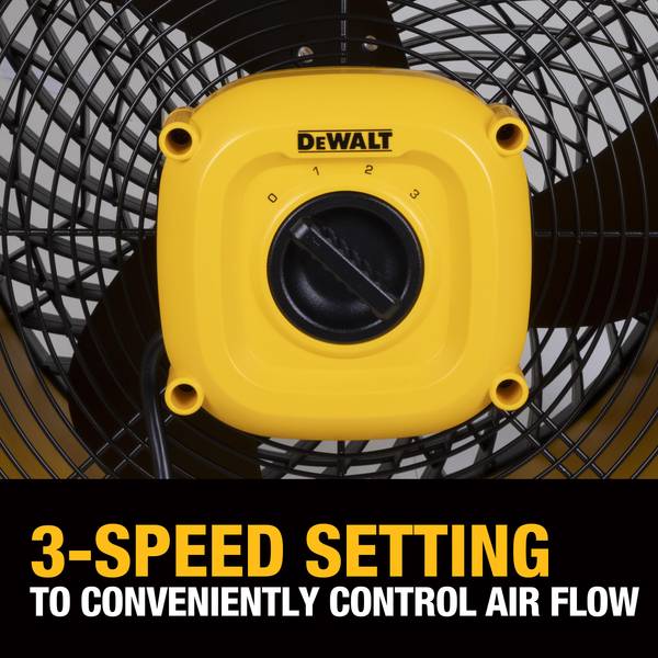 DEWALT 16 in. Yellow 3 Speed Benchtop and Hanging Drum Fan