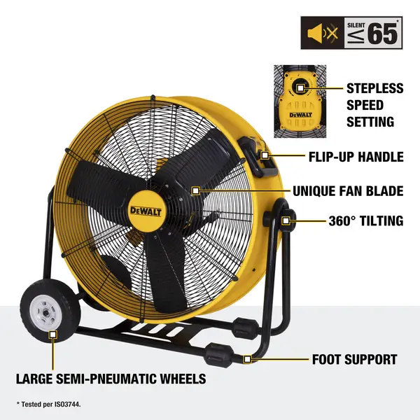 DEWALT 24 in. Heavy-Duty Drum Fan with Stepless Speed DEWALT 24 in. Heavy-Duty Drum Fan with Stepless Speed