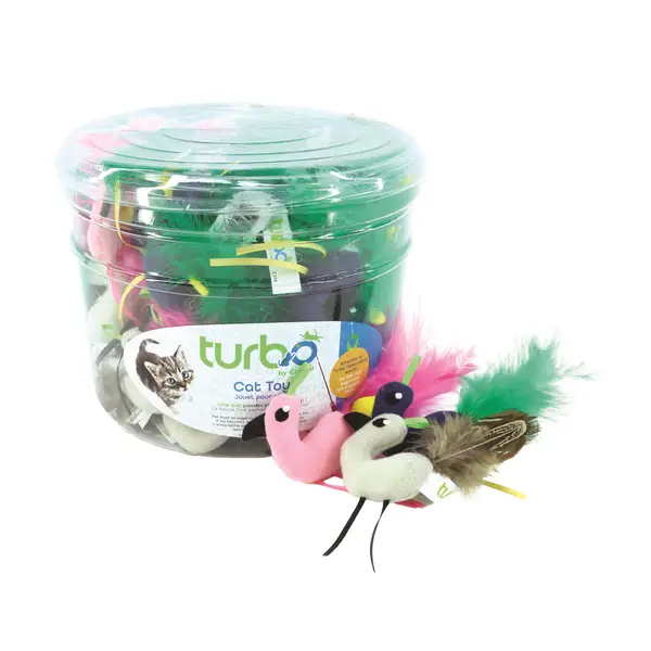 Turbo Birds with Feather Tails and Lime Loop Cat Toy Assortment 80543B NCLCAT Blain s Farm Fleet