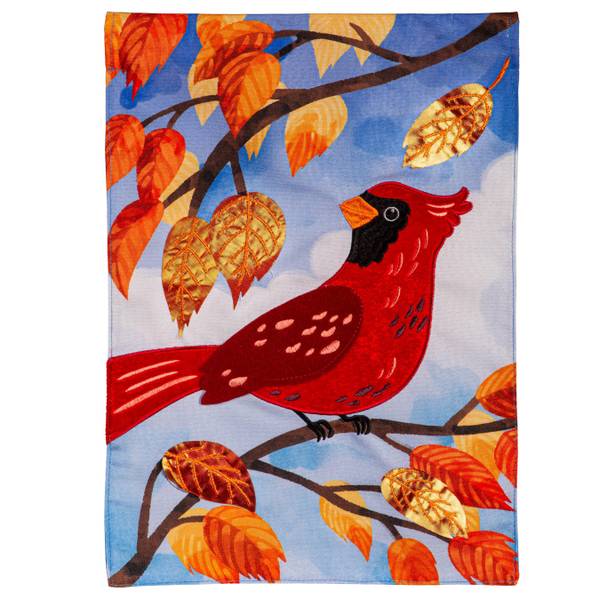Photo of Cardinal in Fall Applique Garden Flag