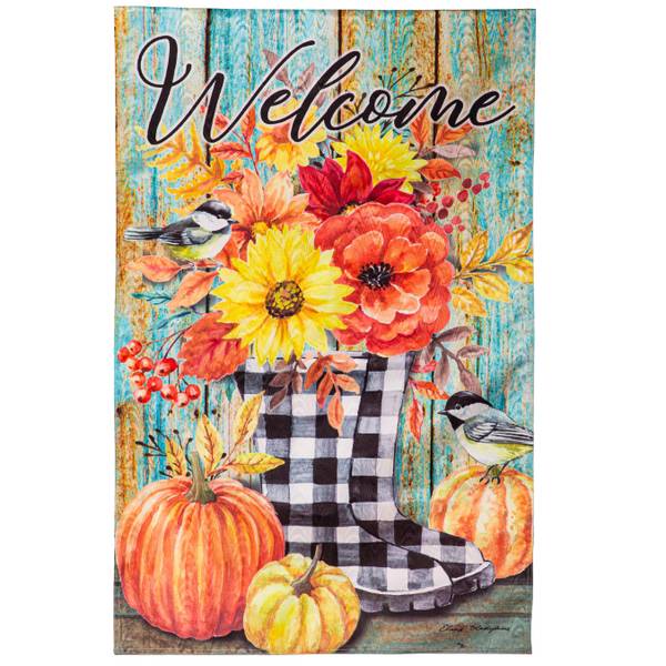 Photo of Fall Welcome Boots Moire House Flag