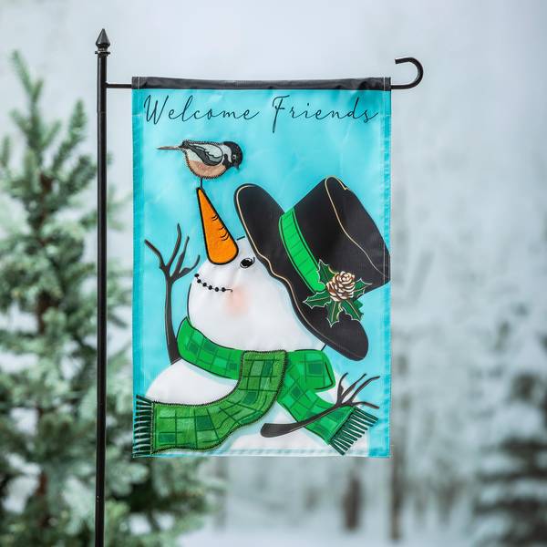 Photo of Snowman and Chickadee Garden Flag