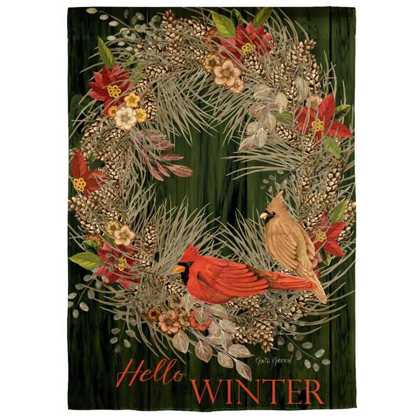 Photo of Hello Winter Moire Garden Flag