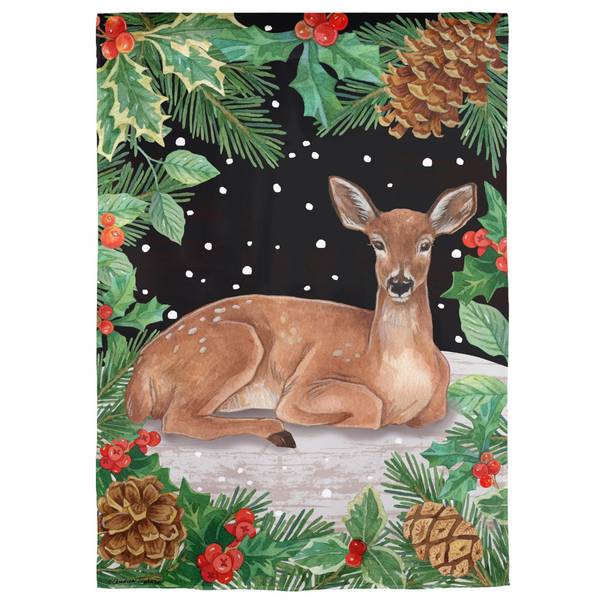 Evergreen Enterprises Woodland Peace on Earth Suede Garden Flag