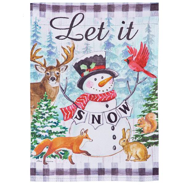 Photo of Let it Snow and Woodlands Suede House Flag