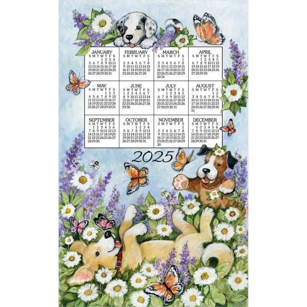 Kay Dee Designs Playful Puppies 2025 Calendar Towel F3468 Blain's