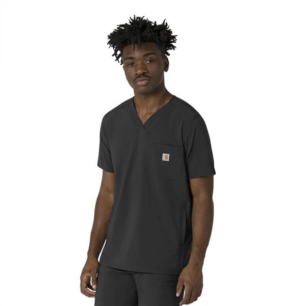 Carhartt Men's Force Cross-Flex V-Neck Scrub Top - C16410-BLK-S