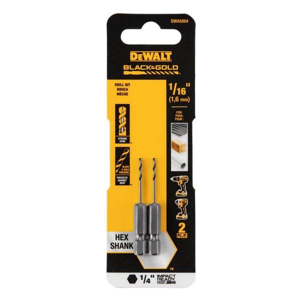 Photo of 2-Pack Black & Gold Impact Ready 1/16" Drill Bit