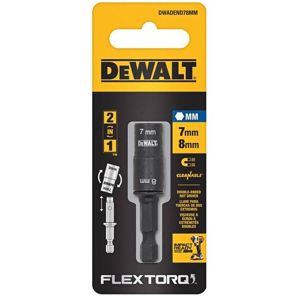 DEWALT 7mm + 8mm Double-Ended/Detachable Nut Driver - DWADEND78MM ...