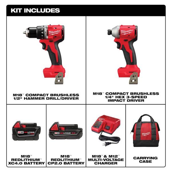 Milwaukee M18 Compact Brushless 2-Tool Combo Kit - 3693-22CX