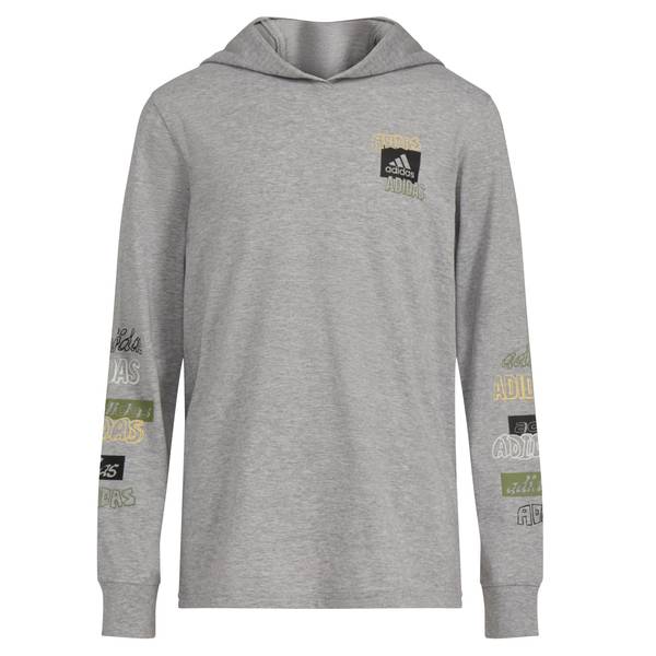 Adidas Boys Long Sleeve Hooded Lineage Stack Heather Tee - AA8052-AH66 ...