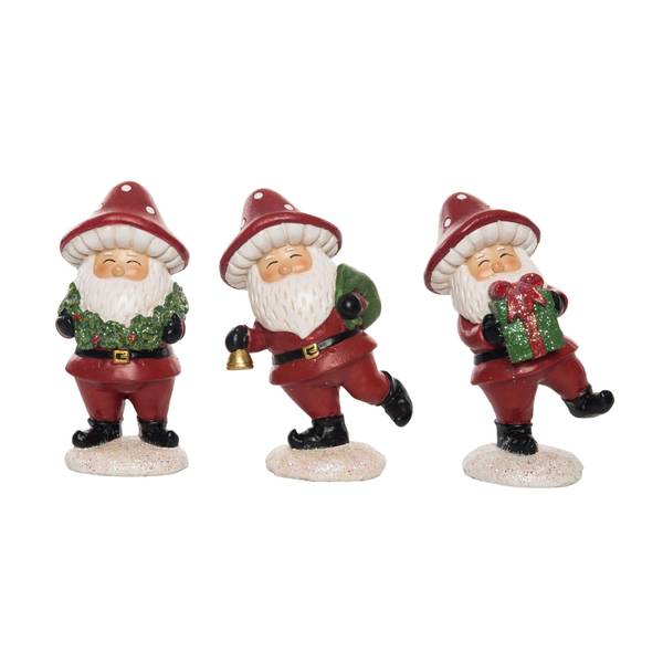 Transpac Imports Inc. Mushroom Santa Figurine Assortment - Tc02635 