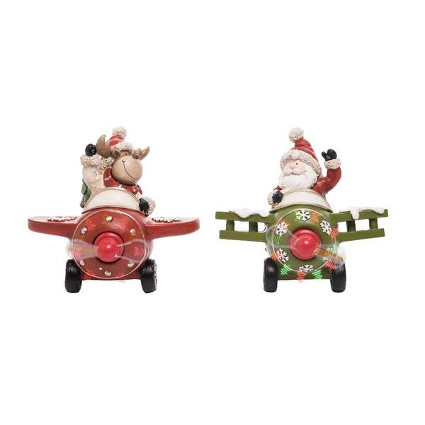 Transpac Imports Inc. Light Up Reindeer/Santa with Plane Assortment ...