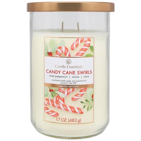 Candle Essentials 17 oz Candy Cane Swirls Candle 75304 Blain's Farm