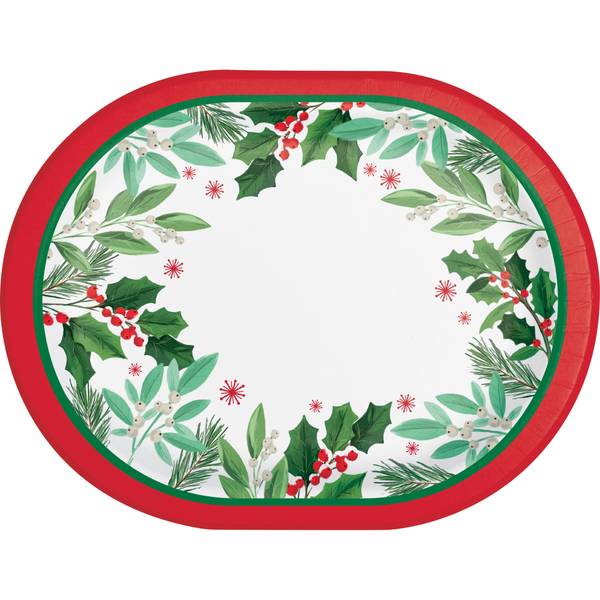Photo of 8-Count 10" x 12" Holly Jolly Christmas Oval Platter