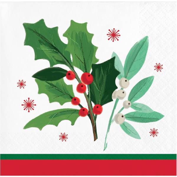 Photo of 16-Count Holly Jolly Beverage Napkins