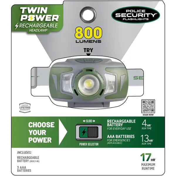 Police Security Ryder Twin Power 800 Lumen Headlamp - 97708
