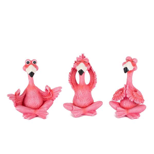 Photo of 3-Piece 5.5" Resin Yoga Flamingo Figurines