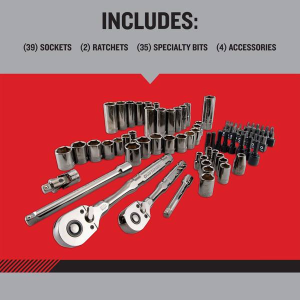 Manセット Craftsman 80-Piece OVERDRIVE Mechanics Tool Set - CMMT99080L