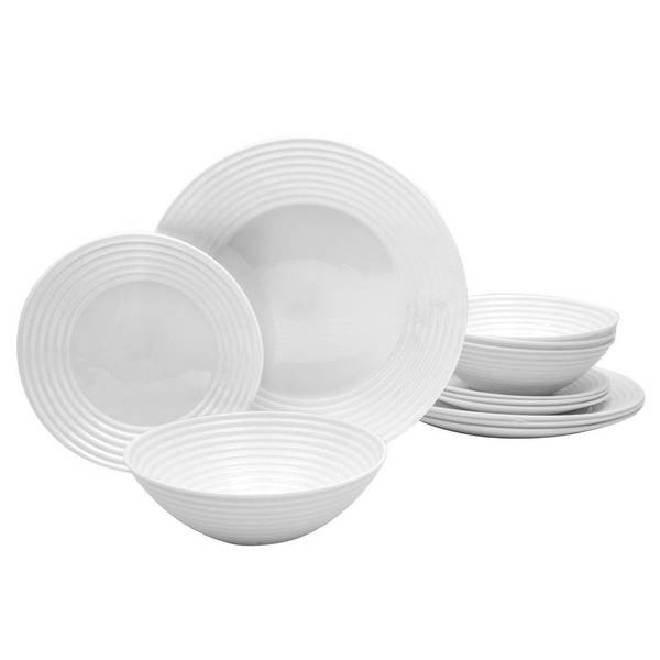 Photo of 12-Piece Patio White Opal Glass Dishware