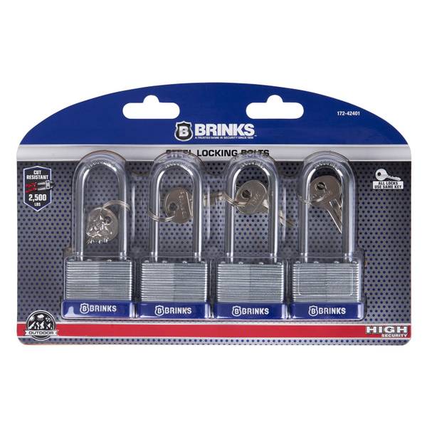 Photo of 4-Pack 40mm 2-1/4" Shackle Laminated Steel Keyed Padlock