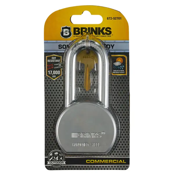 Brinks 63.5 MM Commercial Solid Steel Keyed Padlock - 672-52701