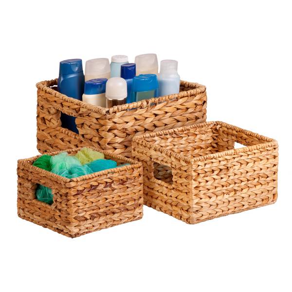 Photo of 3-Piece Water Hyacinth Woven Nesting Baskets