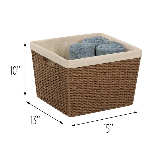 Honey Can Do Large Brown Lined Basket - STO-03566 | Blain's Farm