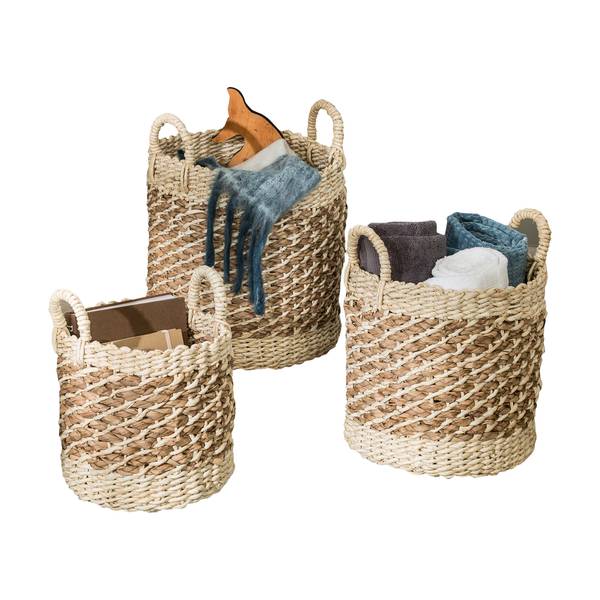 Photo of 3-Piece Tea Stained Nesting Woven Baskets