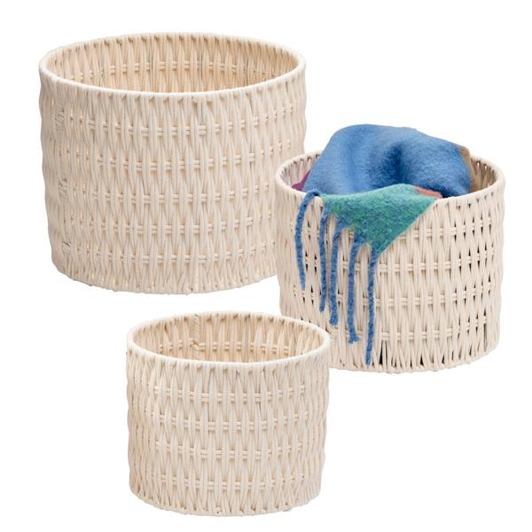 Photo of 3-Piece White Cozy Weave Baskets